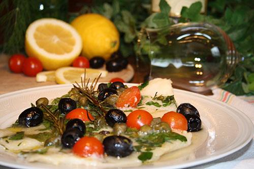 Pangasius mit Oliven und Kapern