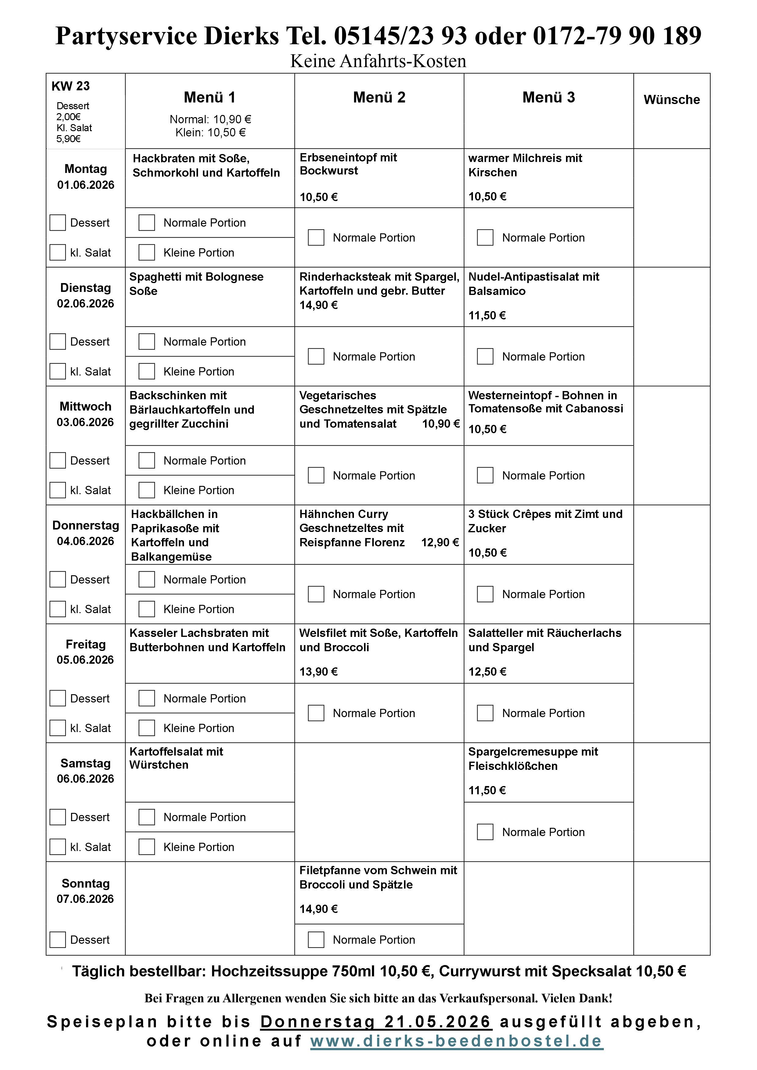 Speiseplan